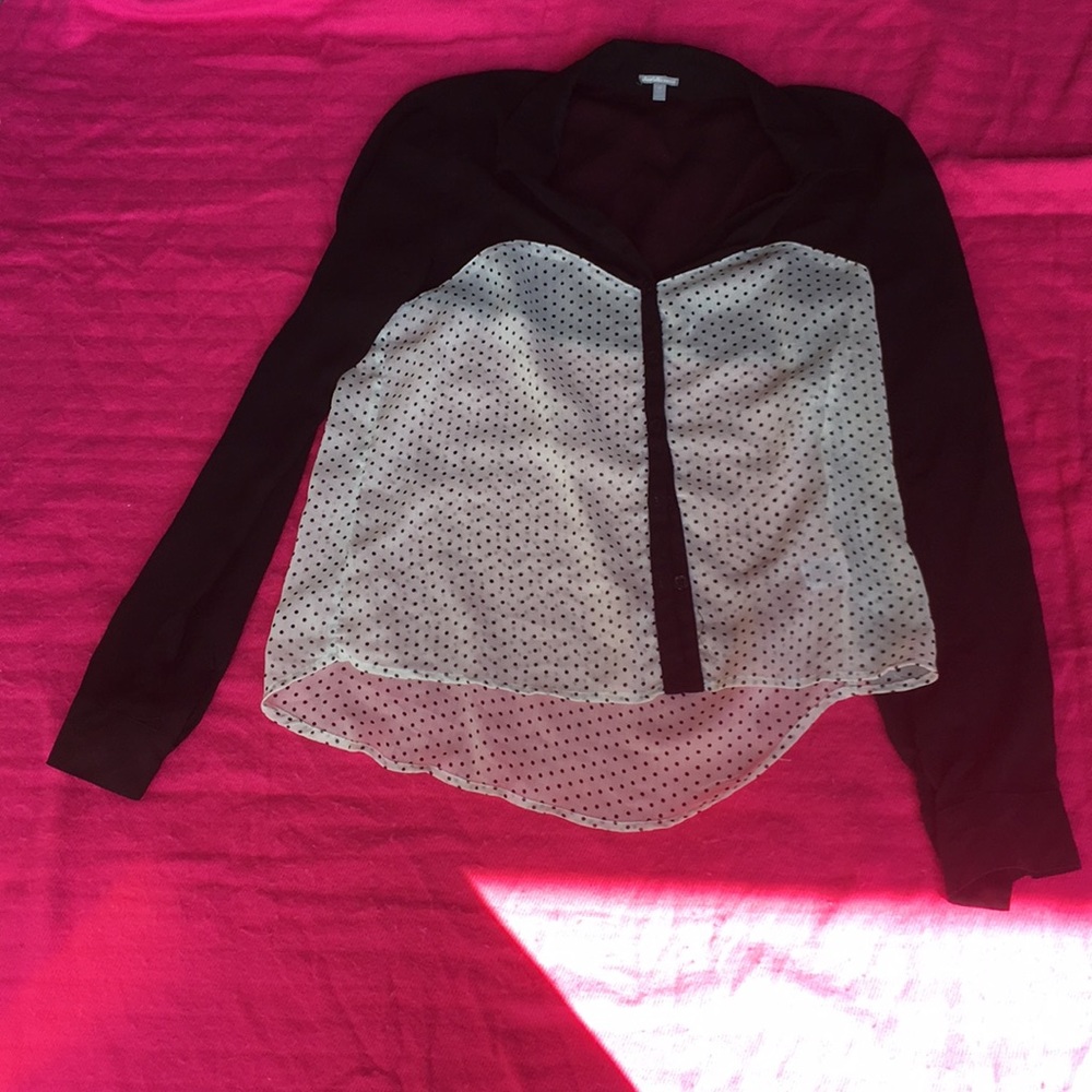 Charlotte Russe black and white polka dot blouse